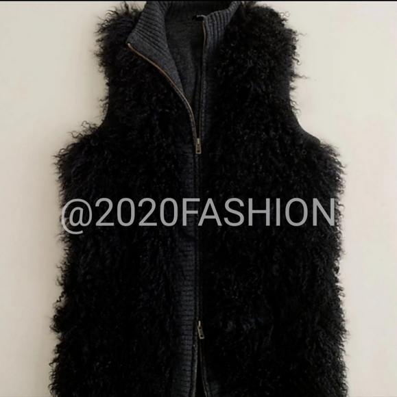J. Crew Collection Lambs Fur Long Vest NWT - Picture 2 of 9